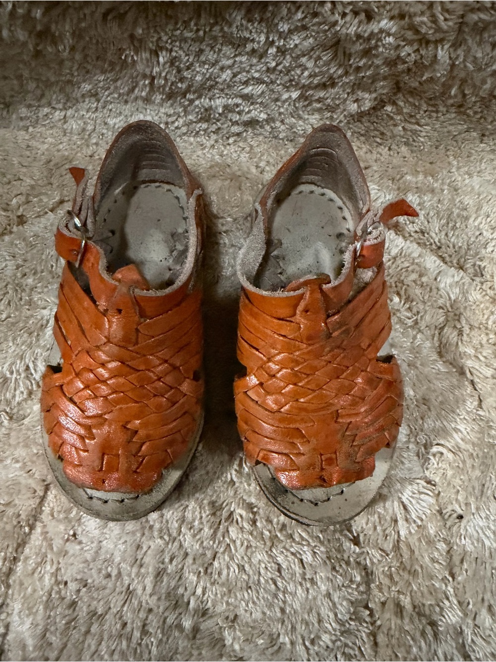 MEXICANA Kids Orange Woven Leather Sandals